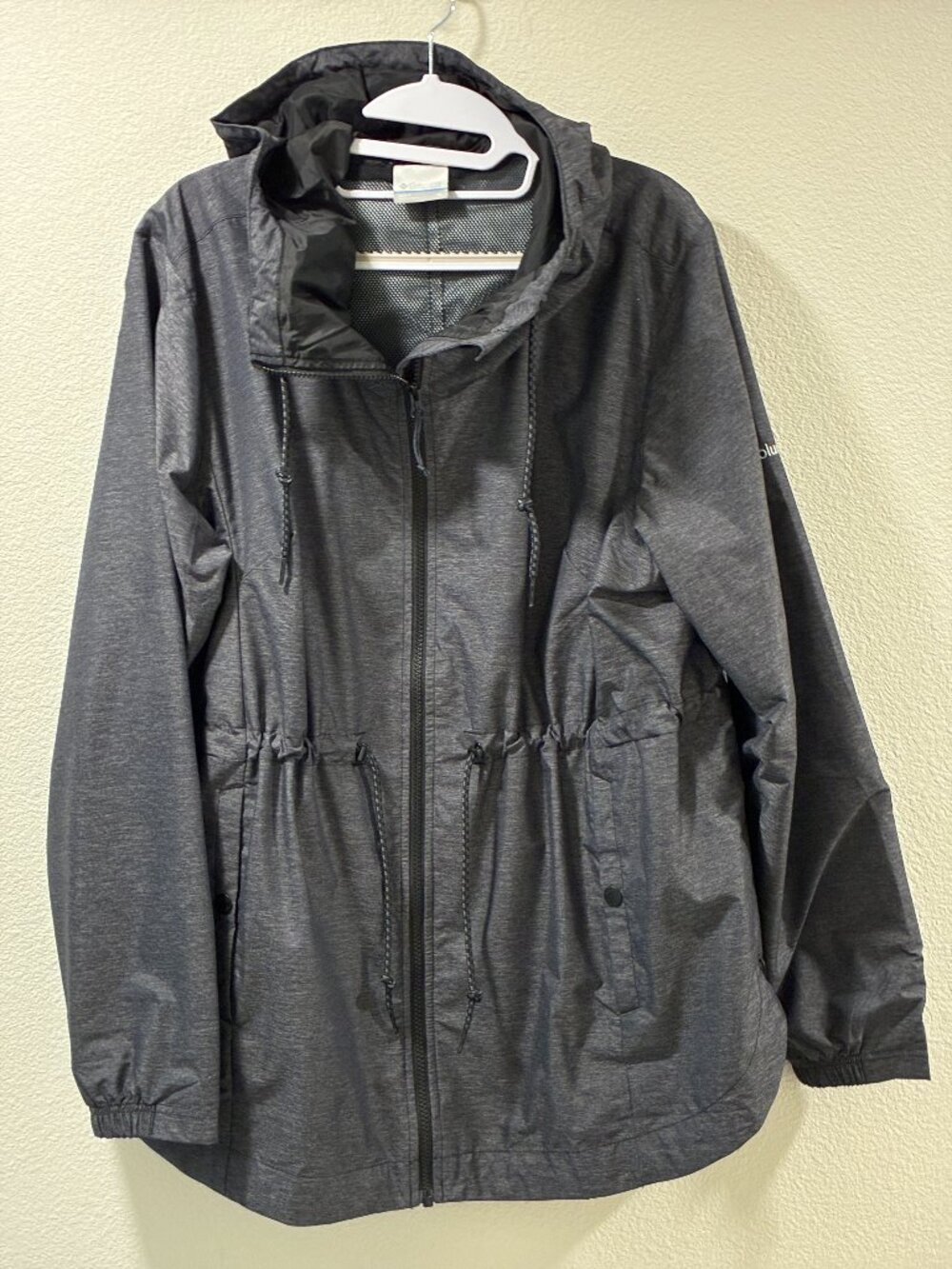 COLUMBIA Lillian Ridge Black Waterproof Long Sleeve Hooded Rain Jacket Women XL - Picture 2 of 15
